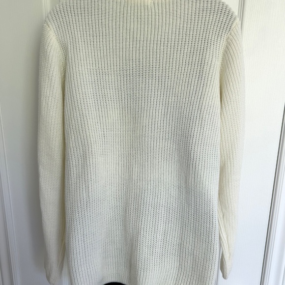 Large Floral Embroidered Sweater Round Neck Pullover Cream Cozy Fall Cottagecore - Picture 3 of 6